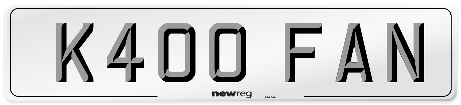K400 FAN Number Plate from New Reg